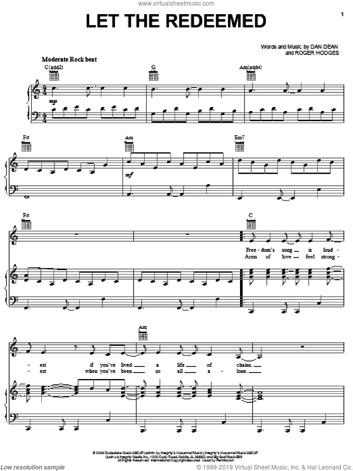 Let The Redeemed sheet music for voice, piano or guitar by Phillips, Craig & Dean, Dan Dean and Roger Hodges, intermediate skill level