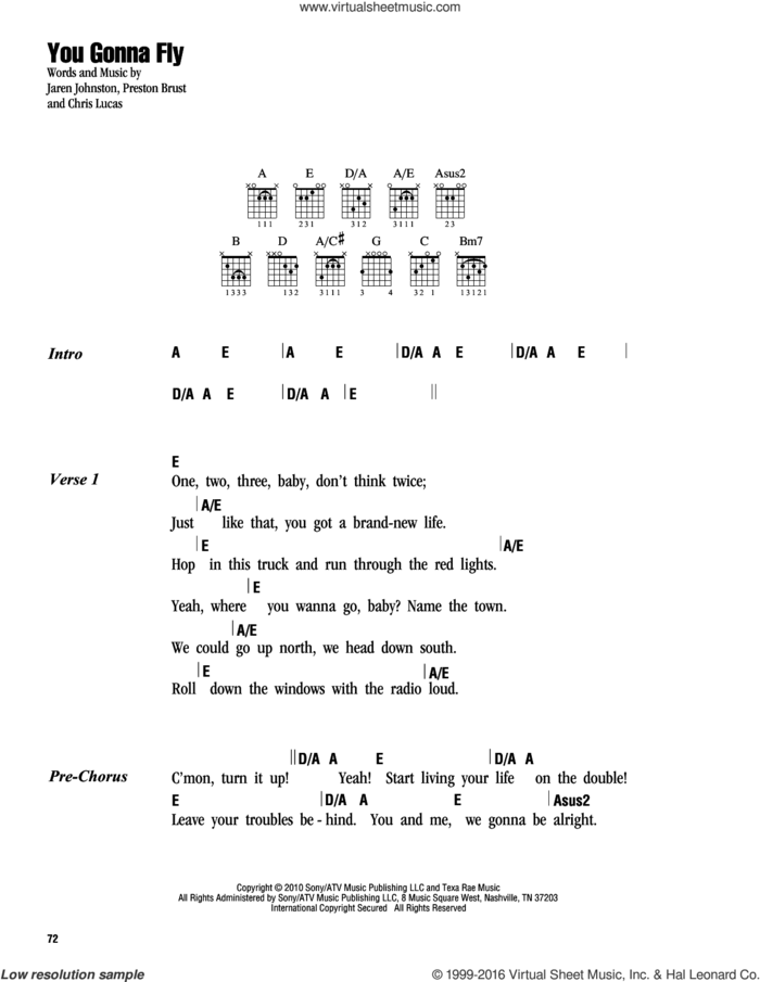 You Gonna Fly sheet music for guitar (chords) by Keith Urban, Chris Lucas, Jaren Johnston and Preston Brust, intermediate skill level