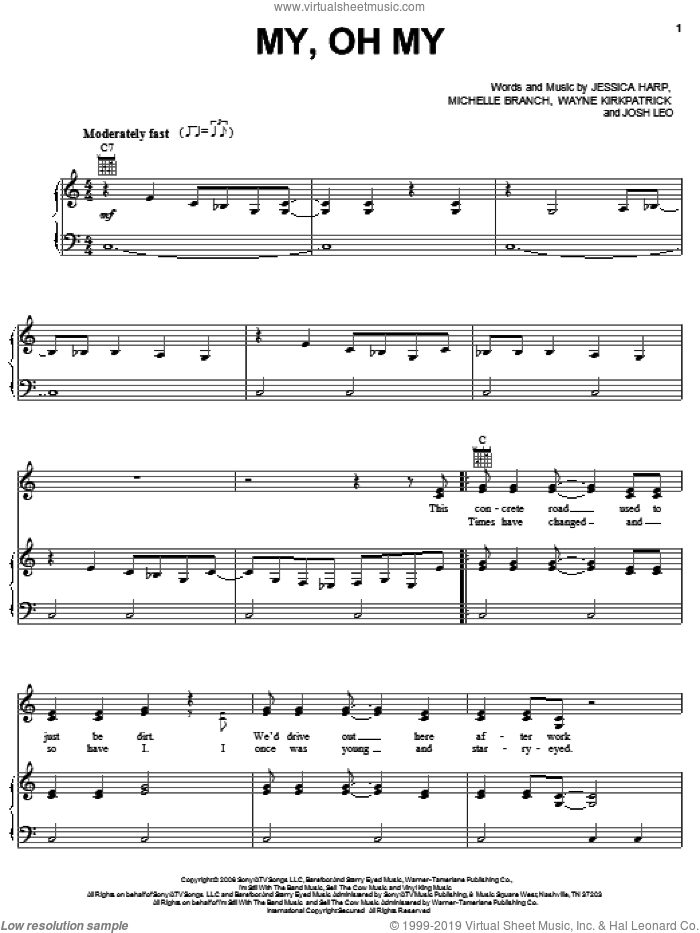 My, Oh My sheet music for voice, piano or guitar by The Wreckers, Jessica Harp, Josh Leo, Michelle Branch and Wayne Kirkpatrick, intermediate skill level