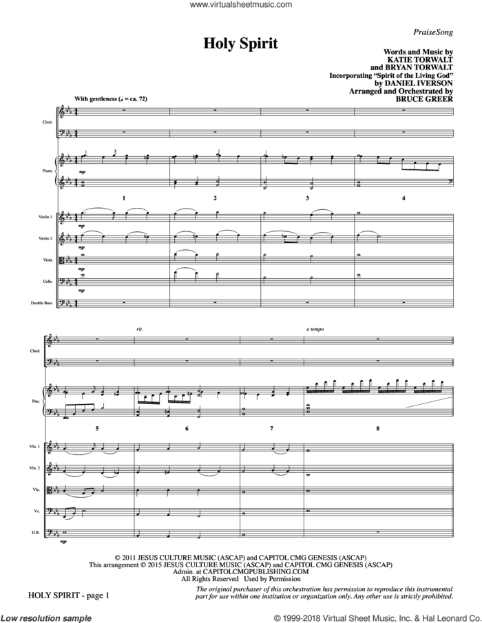 Holy Spirit (COMPLETE) sheet music for orchestra/band by Bruce Greer and Daniel Iverson, classical score, intermediate skill level