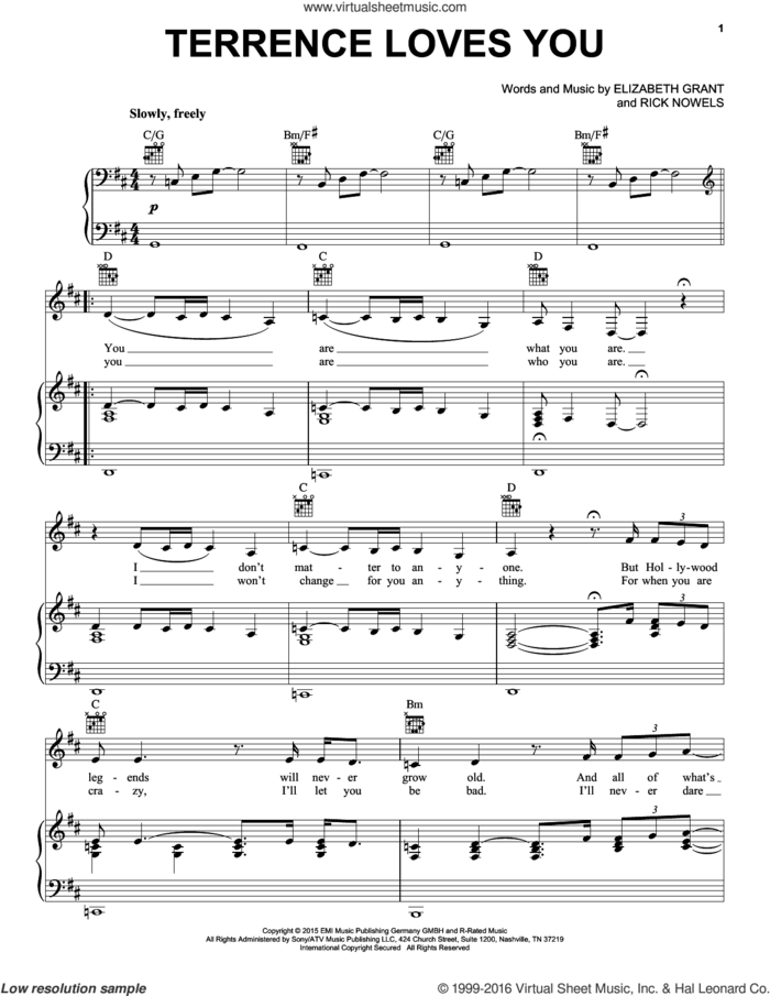 Terrence Loves You sheet music for voice, piano or guitar by Lana Del Rey, Lana Del Ray, Elizabeth Grant and Rick Nowels, intermediate skill level