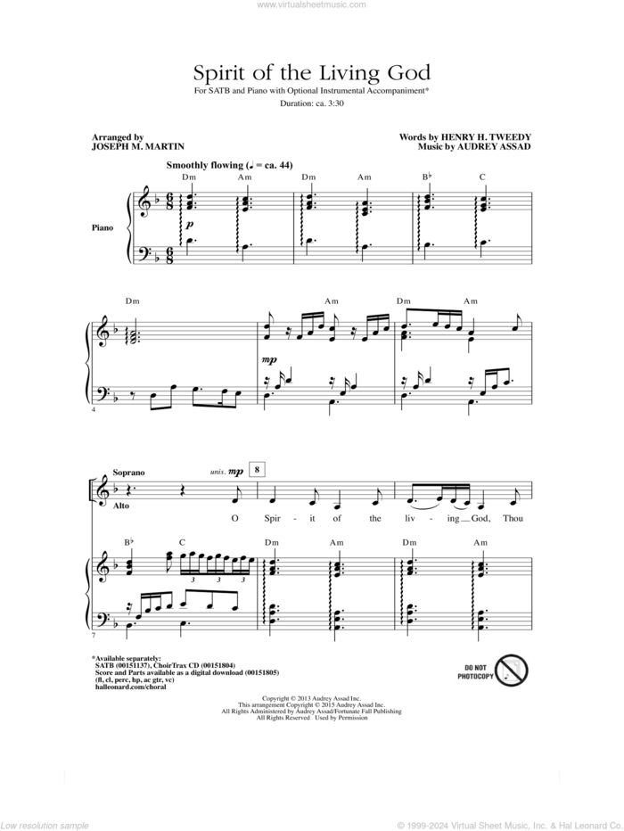 Spirit Of The Living God sheet music for choir (SATB: soprano, alto, tenor, bass) by Henry H. Tweedy, Joseph M. Martin, Henry Hellam Tweedy and Audrey Assad, intermediate skill level