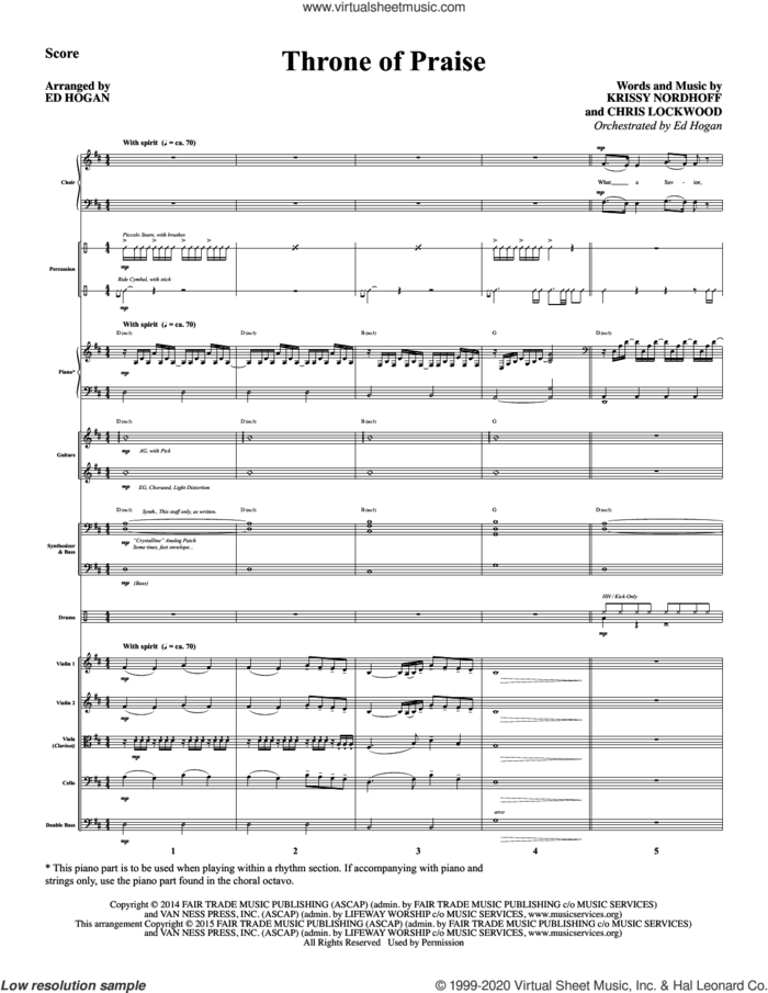 Throne of Praise (COMPLETE) sheet music for orchestra/band by Ed Hogan, Chris Lockwood and Krissy Nordhoff, intermediate skill level