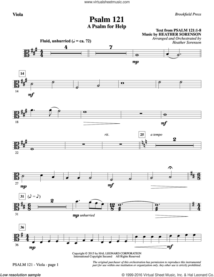 Psalm 121 (A Psalm For Help) sheet music for orchestra/band (viola) by Heather Sorenson, intermediate skill level