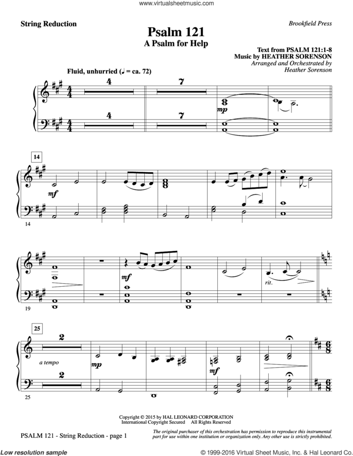 Psalm 121 (A Psalm For Help) sheet music for orchestra/band (keyboard string reduction) by Heather Sorenson, intermediate skill level