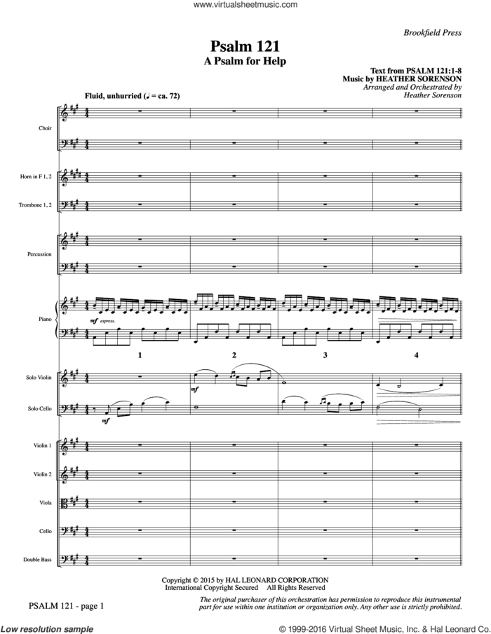 Psalm 121 (A Psalm For Help) sheet music for orchestra/band (full score) by Heather Sorenson, intermediate skill level