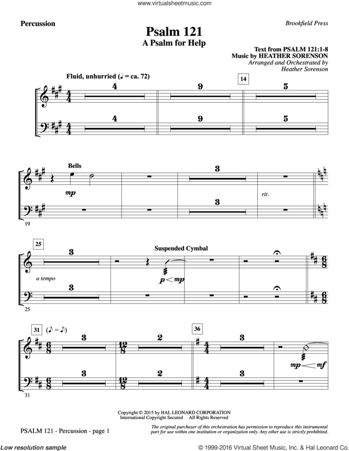 Psalm 121 (A Psalm For Help) sheet music for orchestra/band (percussion) by Heather Sorenson, intermediate skill level