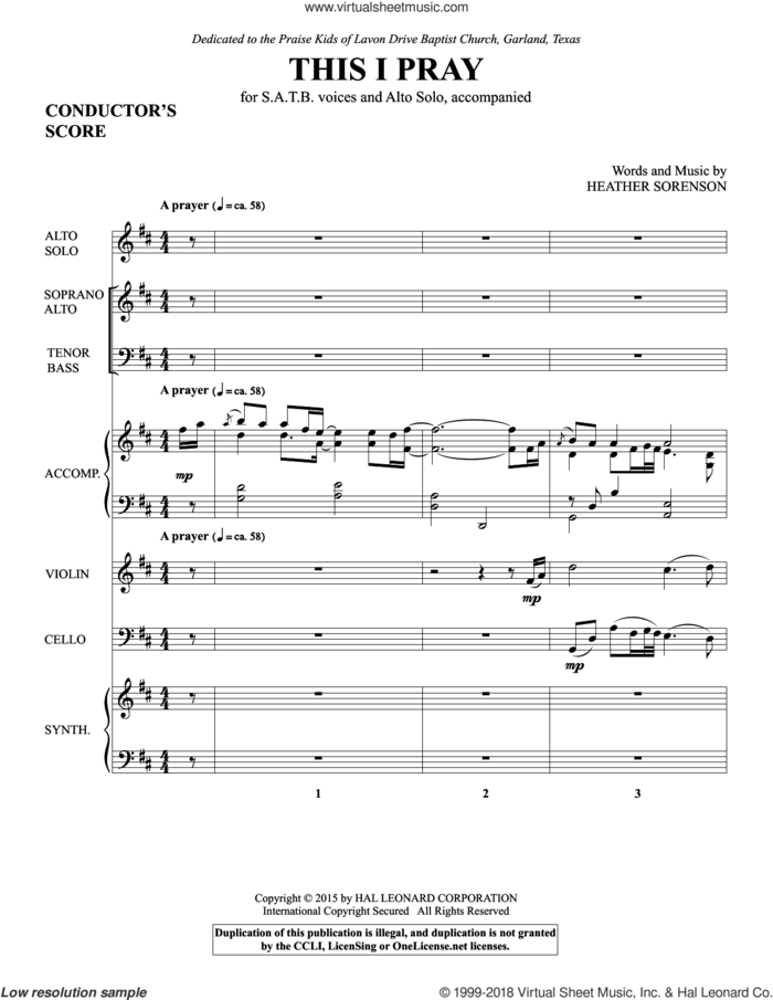 This I Pray (COMPLETE) sheet music for orchestra/band by Heather Sorenson, intermediate skill level