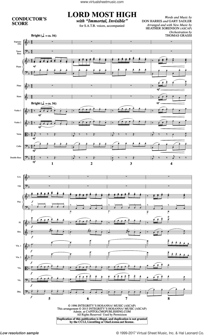 Lord Most High (COMPLETE) sheet music for orchestra/band by Heather Sorenson, Miscellaneous and Walter Chalmers Smith, intermediate skill level