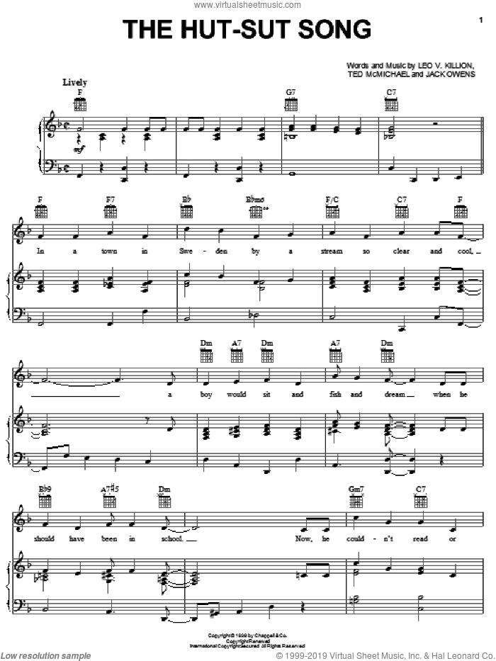 The Hut-Sut Song sheet music for voice, piano or guitar by Freddy Martin, Jack Owens, Leo V. Killion and Ted McMichael, intermediate skill level