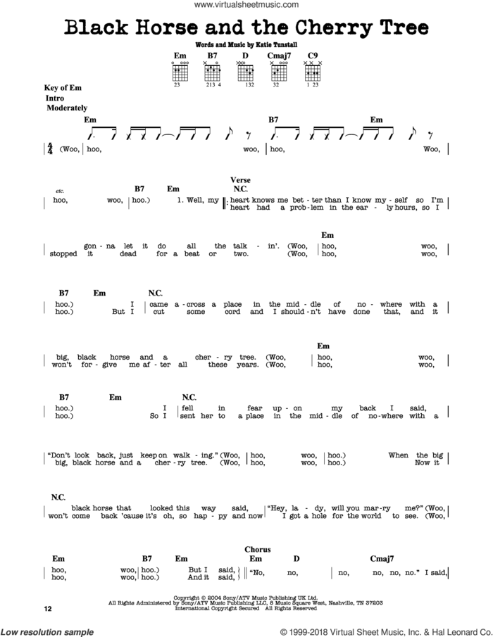 Black Horse And The Cherry Tree sheet music for guitar solo (lead sheet) by KT Tunstall and Casey Weston, intermediate guitar (lead sheet)