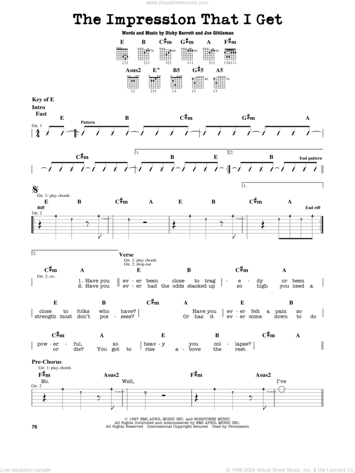 The Impression That I Get sheet music for guitar solo (lead sheet) by The Mighty Mighty Bosstones, Dicky Barrett and Joe Gittleman, intermediate guitar (lead sheet)