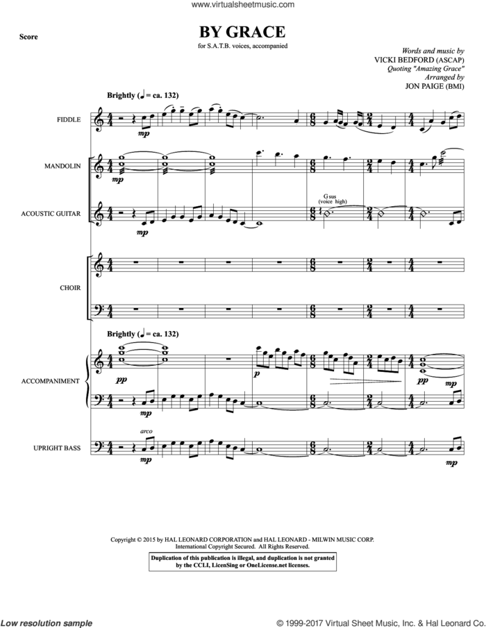 By Grace (COMPLETE) sheet music for orchestra/band by Jon Paige, Vicki Bedford and Vicki Beford, intermediate skill level