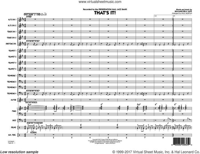That's It! (COMPLETE) sheet music for jazz band by Paul Murtha and Benjamin Bela Jaffe, intermediate skill level