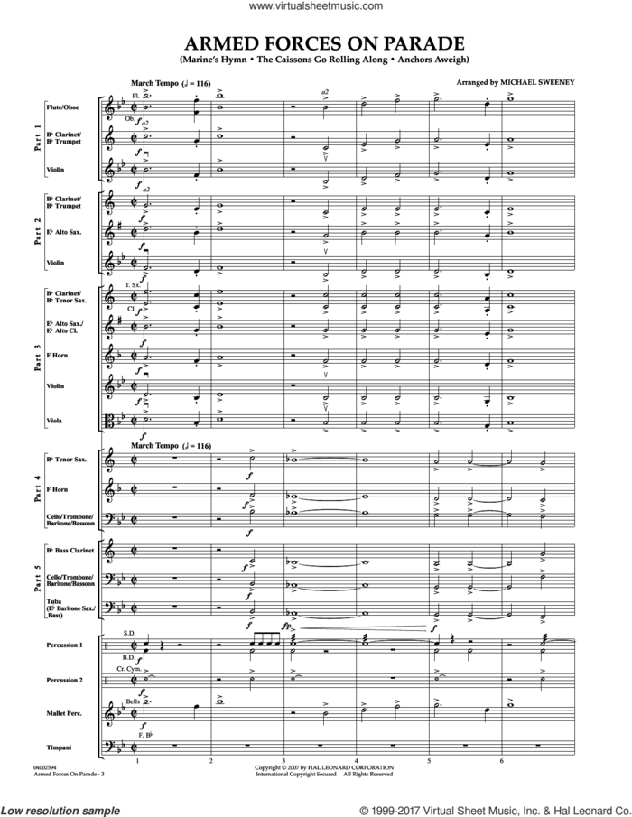 Armed Forces on Parade (COMPLETE) sheet music for concert band by Michael Sweeney, intermediate skill level