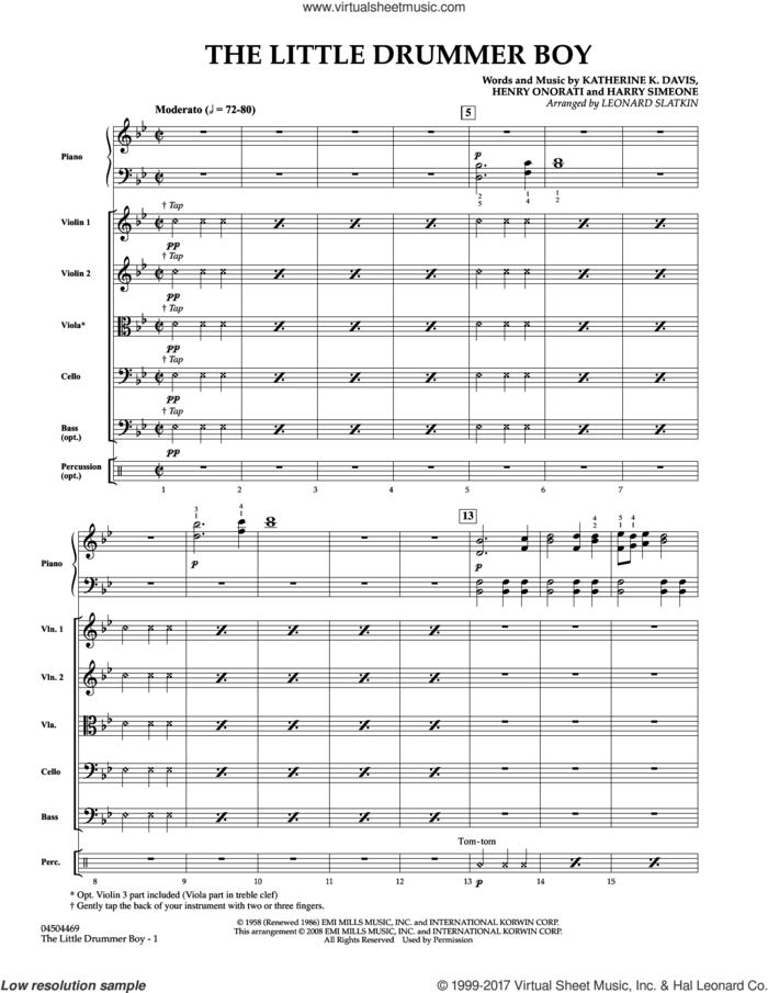 The Little Drummer Boy (COMPLETE) sheet music for orchestra by Toby Keith, Gloria Gaynor, Harry Simeone, Henry Onorati, Josh Groban featuring Andy McKee, Katherine Davis, Katherine K. Davis, Henry Onorati and Harry Simeone, Leonard Slatkin and Wilson Phillips, intermediate skill level