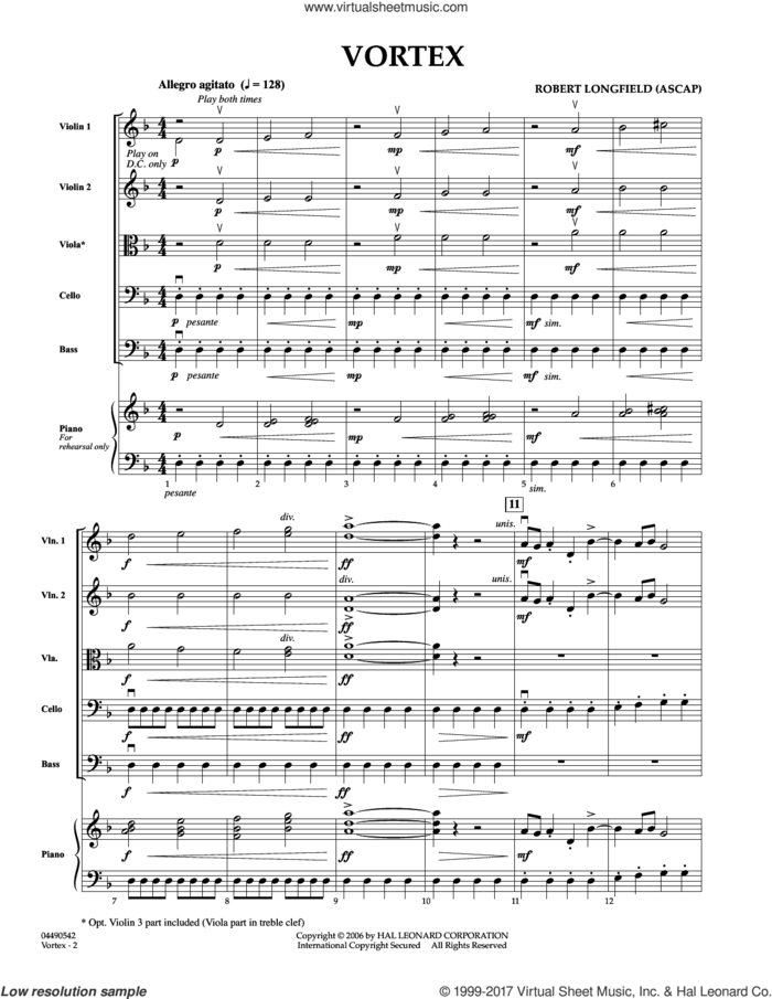 Vortex (COMPLETE) sheet music for orchestra by Robert Longfield, intermediate skill level