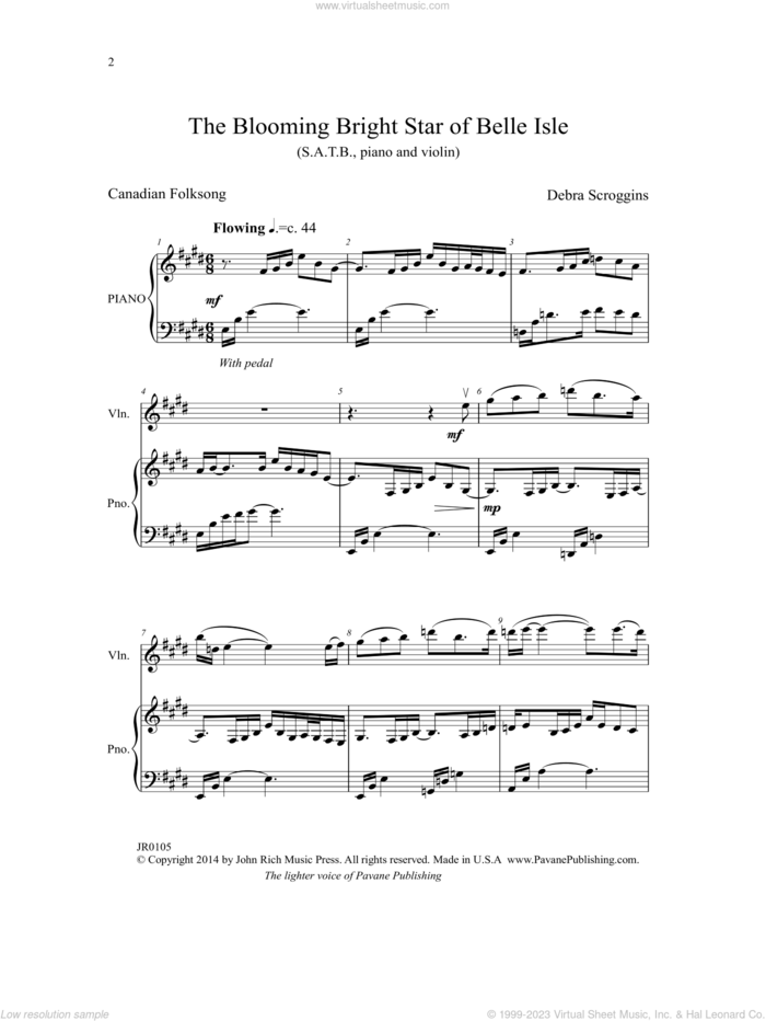 The Blooming Bright Star of Belle Isle sheet music for choir (SATB: soprano, alto, tenor, bass) by Debra Scroggins, intermediate skill level