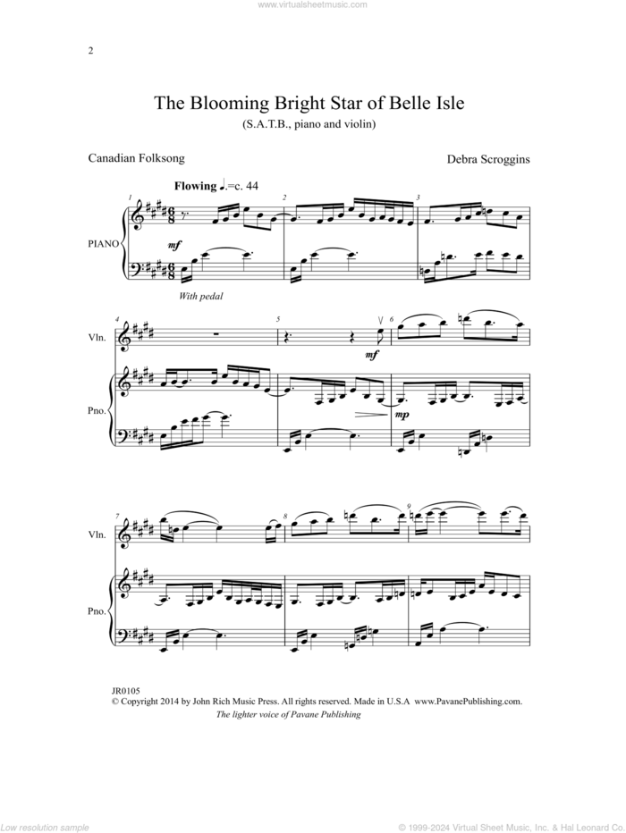 The Blooming Bright Star of Belle Isle sheet music for choir (SATB: soprano, alto, tenor, bass) by Debra Scroggins, intermediate skill level