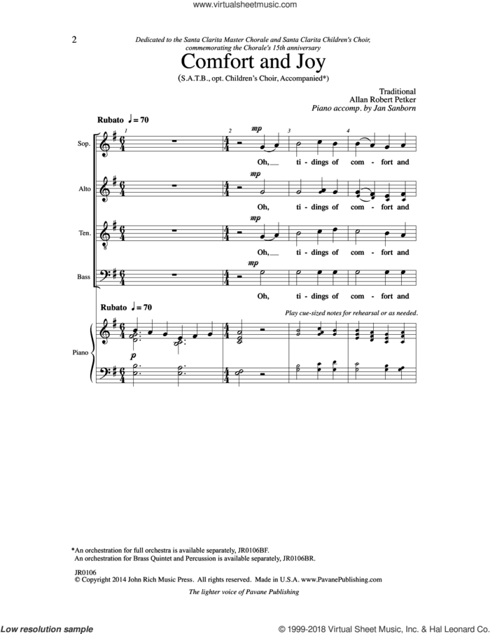 Comfort and Joy sheet music for choir (SATB: soprano, alto, tenor, bass) by Allan Robert Petker, intermediate skill level