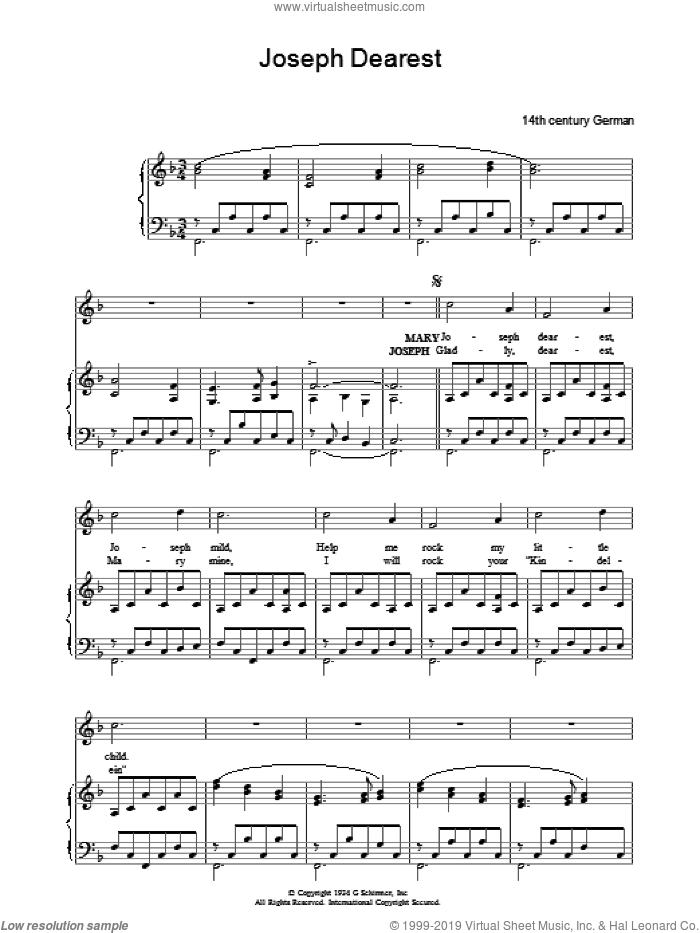 Joseph Dearest sheet music for voice, piano or guitar, intermediate skill level