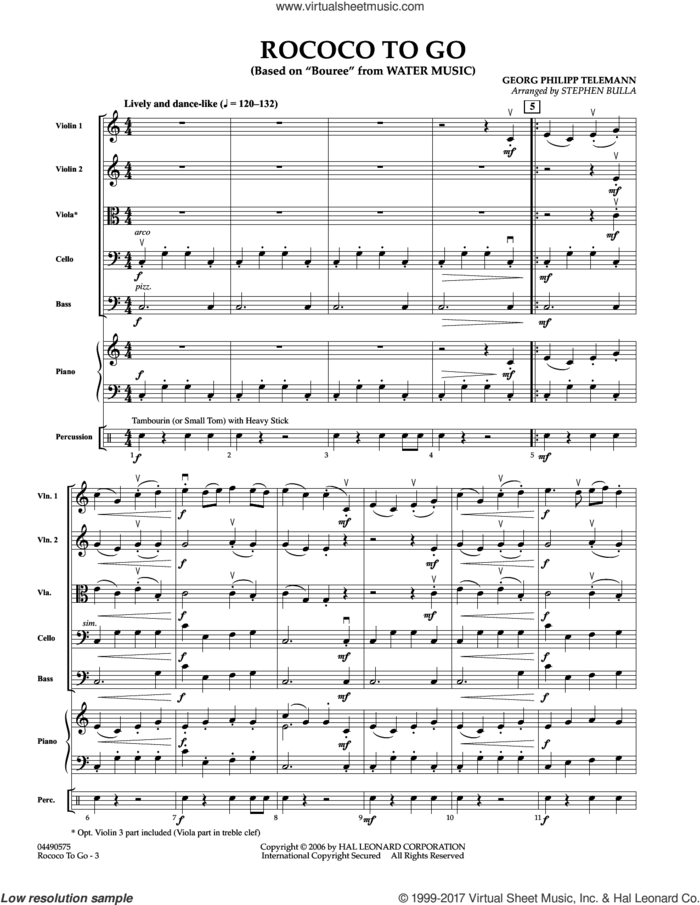 Rococo to Go (COMPLETE) sheet music for orchestra by Georg Philipp Telemann and Stephen Bulla, intermediate skill level