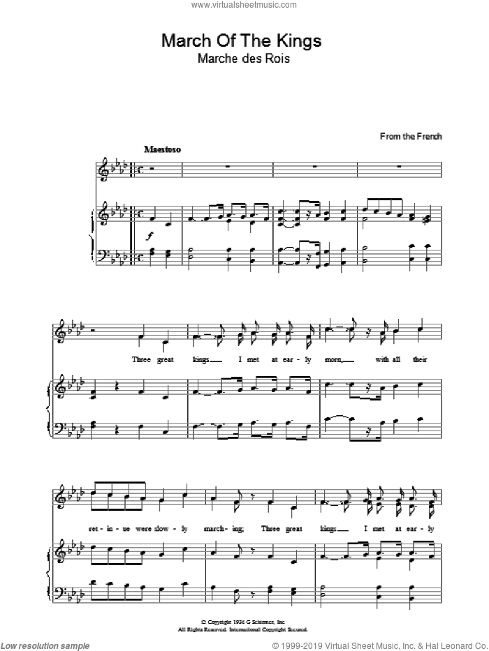 March Of The Kings sheet music for voice, piano or guitar, intermediate skill level