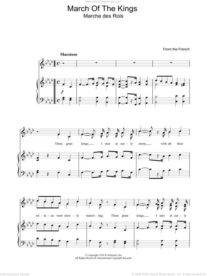 March Of The Kings sheet music for voice, piano or guitar, intermediate skill level