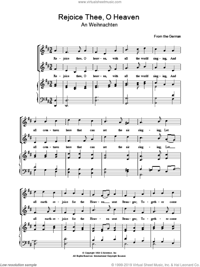 Rejoice Thee, O Heaven sheet music for voice, piano or guitar, intermediate skill level