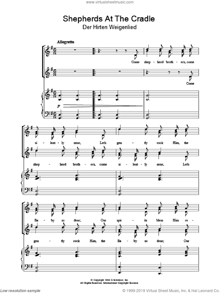 Shepherds At The Cradle sheet music for voice, piano or guitar, intermediate skill level