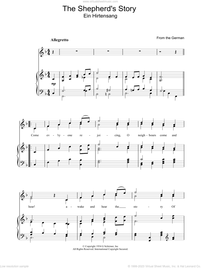The Shepherd's Story sheet music for voice, piano or guitar, intermediate skill level