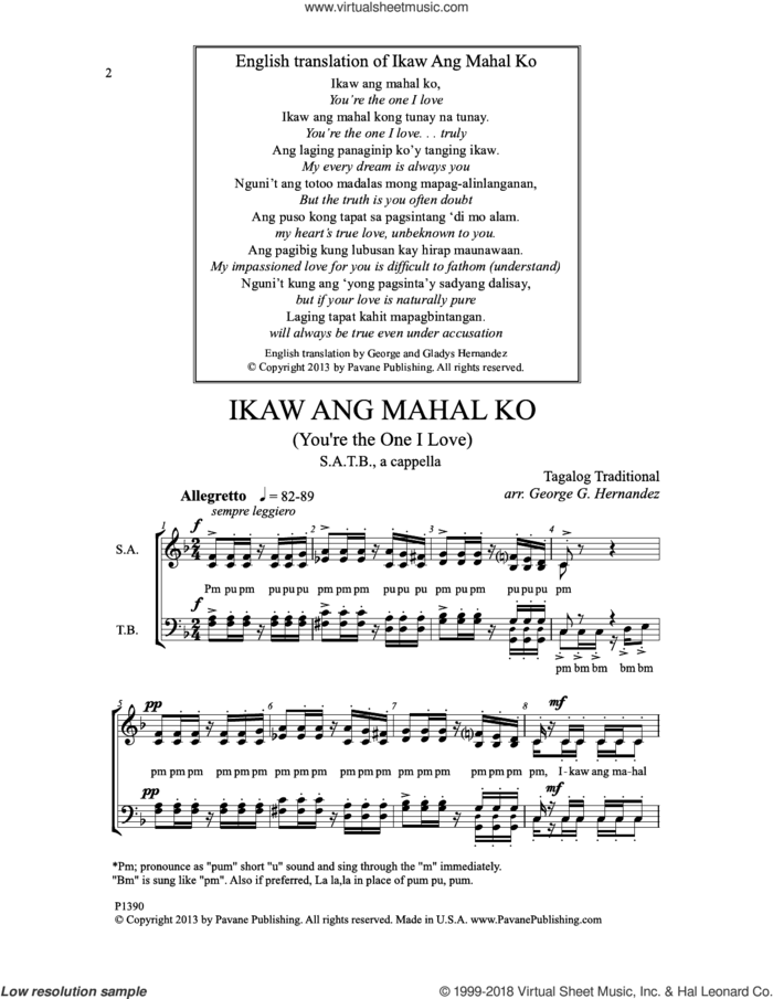 Ikaw Ang Mahal Ko sheet music for choir (SATB: soprano, alto, tenor, bass) by George G. Hernandez, intermediate skill level