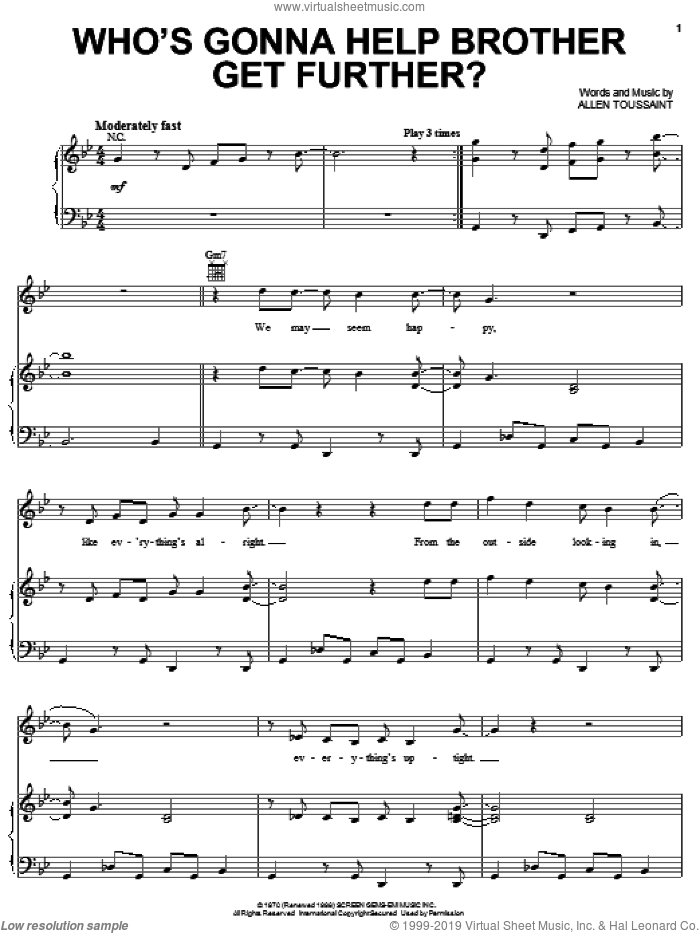Who's Gonna Help Brother Get Further? sheet music for voice, piano or guitar by Elvis Costello & Allen Toussaint, Elvis Costello and Allen Toussaint, intermediate skill level