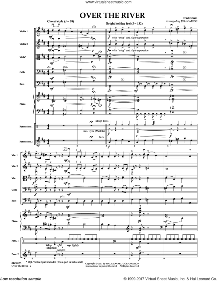 Over The River (COMPLETE) sheet music for orchestra by John Moss, intermediate skill level