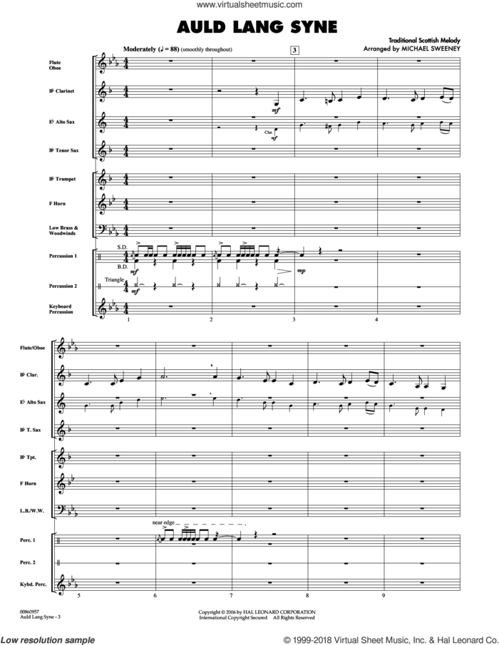 Auld Lang Syne (COMPLETE) sheet music for concert band by Michael Sweeney and Robert Burns, intermediate skill level