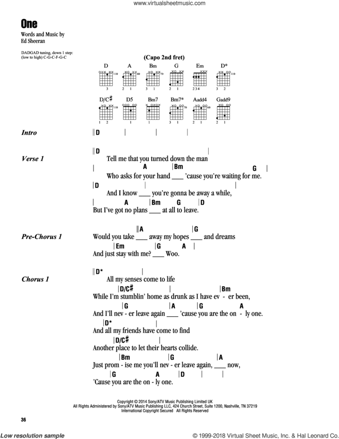 One sheet music for guitar (chords) by Ed Sheeran, intermediate skill level