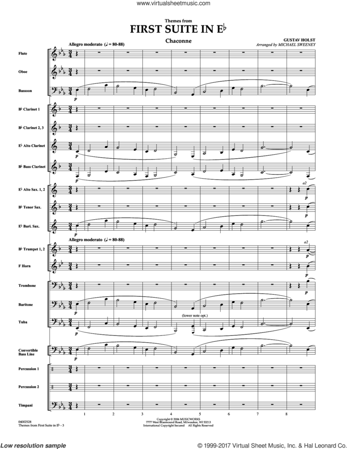 First Suite In E Flat, Themes From (COMPLETE) sheet music for concert band by Michael Sweeney and Gustav Holst, classical score, intermediate skill level