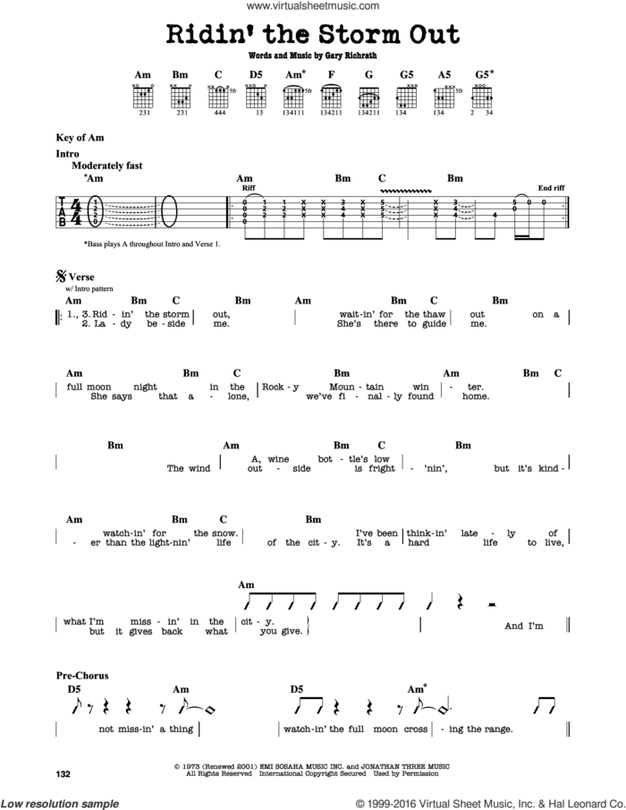 Ridin' The Storm Out sheet music for guitar solo (lead sheet) by REO Speedwagon and Gary Richrath, intermediate guitar (lead sheet)