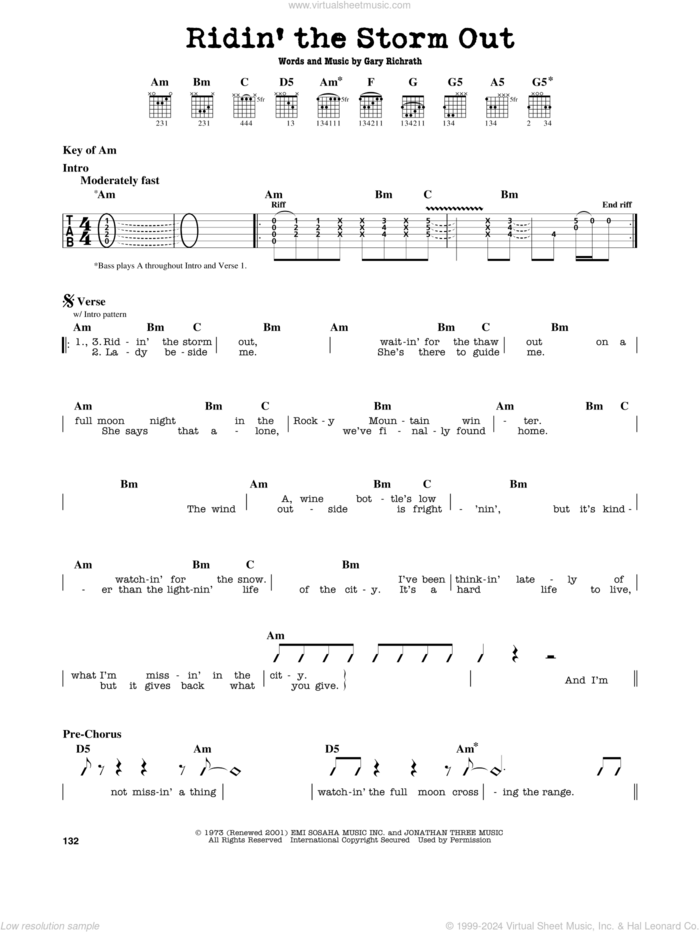 Ridin' The Storm Out sheet music for guitar solo (lead sheet) by REO Speedwagon and Gary Richrath, intermediate guitar (lead sheet)