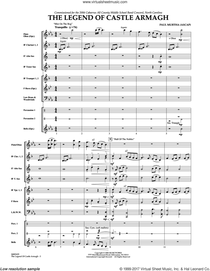 The Legend of Castle Armagh (COMPLETE) sheet music for concert band by Paul Murtha, intermediate skill level