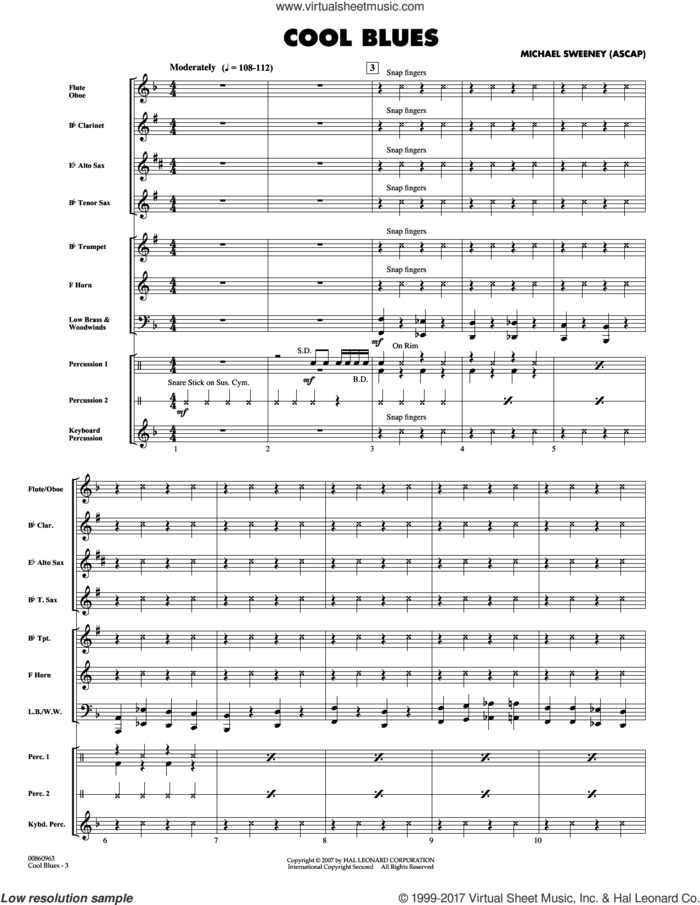 Cool Blues (COMPLETE) sheet music for concert band by Michael Sweeney, intermediate skill level