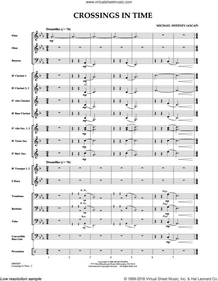 Crossings In Time (COMPLETE) sheet music for concert band by Michael Sweeney, intermediate skill level