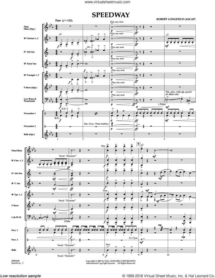 Speedway (COMPLETE) sheet music for concert band by Robert Longfield, intermediate skill level