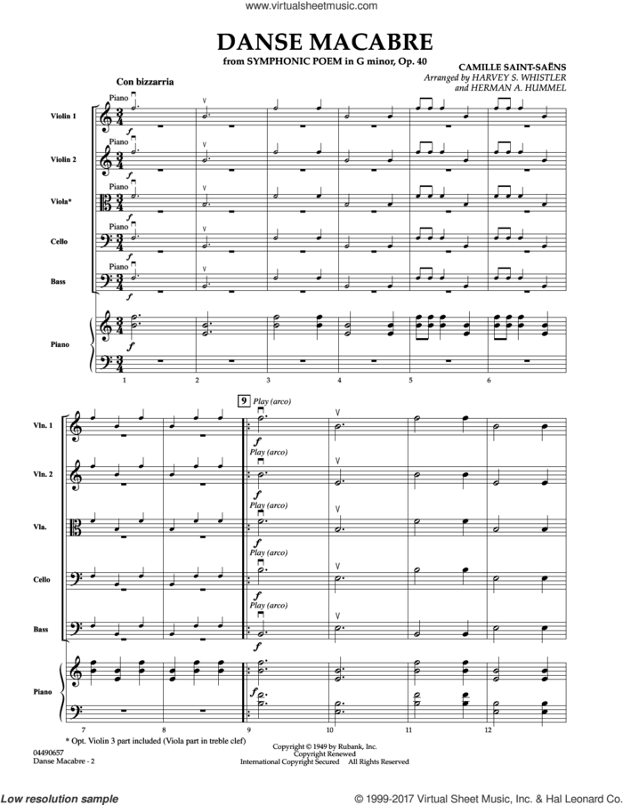 Danse Macabre (COMPLETE) sheet music for orchestra by Camille Saint-Saens, Camille Saint-SaAAns, Harvey S. Whistler and Herman Hummel, classical score, intermediate skill level
