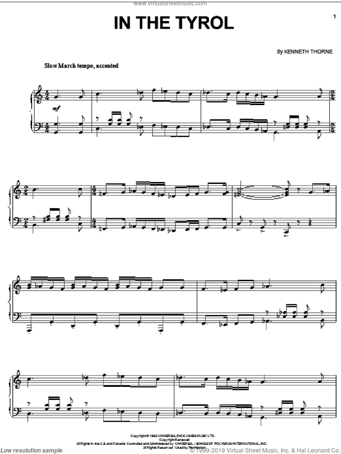 In The Tyrol sheet music for voice, piano or guitar by The Beatles and Kenneth Thorne, intermediate skill level