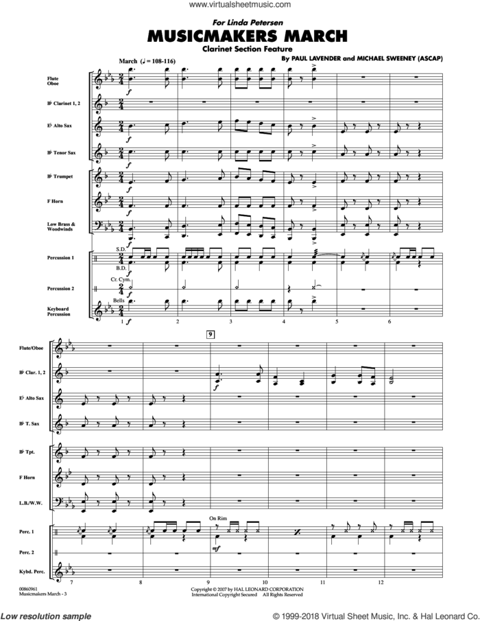 Musicmakers March (Clarinet Section Feature) (COMPLETE) sheet music for concert band by Michael Sweeney and Paul Lavender, intermediate skill level