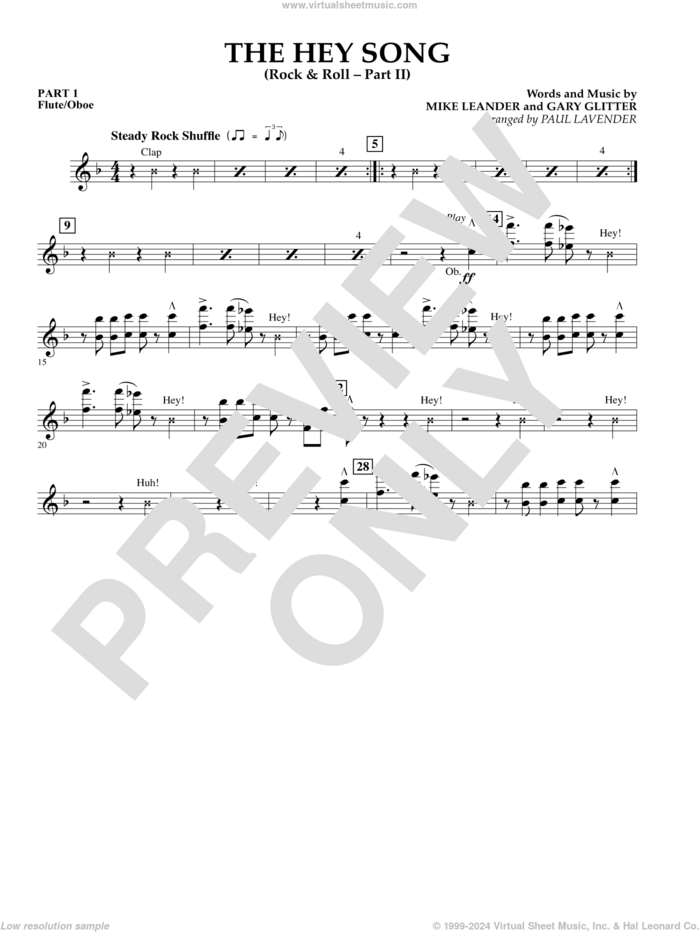 The Hey Song (Rock and Roll Part II) (Flex-Band) sheet music for concert band (flute/oboe) by Gary Glitter, Paul Lavender and Mike Leander, intermediate skill level