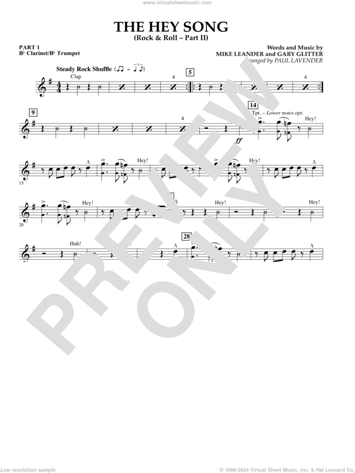 The Hey Song (Rock and Roll Part II) (Flex-Band) sheet music for concert band (Bb clarinet/bb trumpet) by Gary Glitter, Paul Lavender and Mike Leander, intermediate skill level