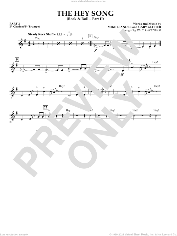 The Hey Song (Rock and Roll Part II) (Flex-Band) sheet music for concert band (Bb clarinet/bb trumpet) by Gary Glitter, Paul Lavender and Mike Leander, intermediate skill level