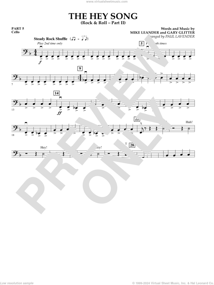 The Hey Song (Rock and Roll Part II) (Flex-Band) sheet music for concert band (pt.5 - cello) by Gary Glitter, Paul Lavender and Mike Leander, intermediate skill level